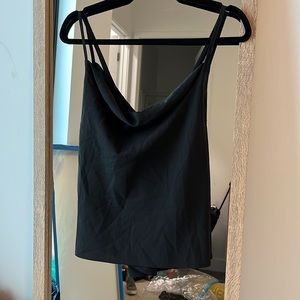 Black cowl neck tank top